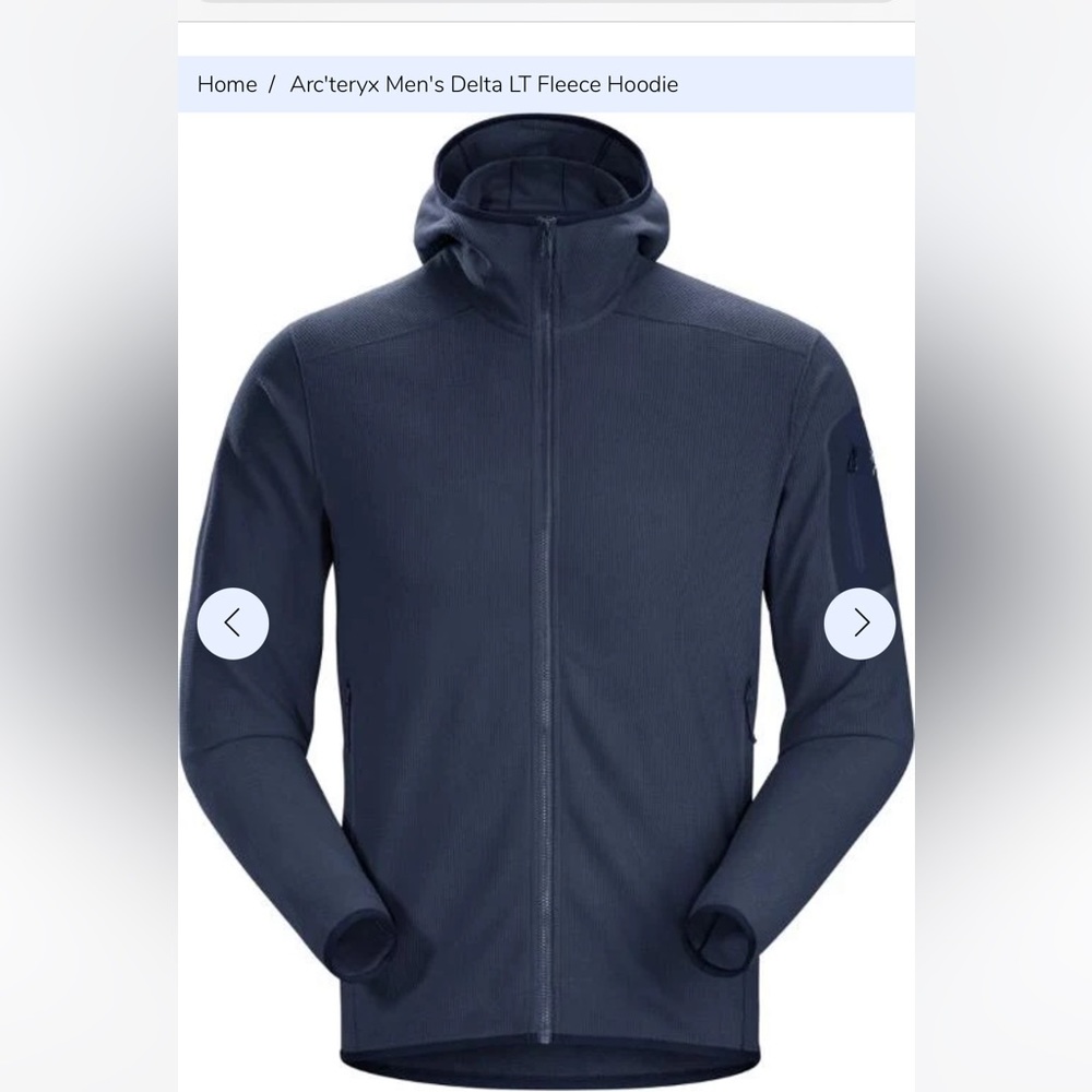 Arc’teryx Arcteryx Delta LT Hoodie Ribbed Polartec Full Zip Jacket Blue Men’s S